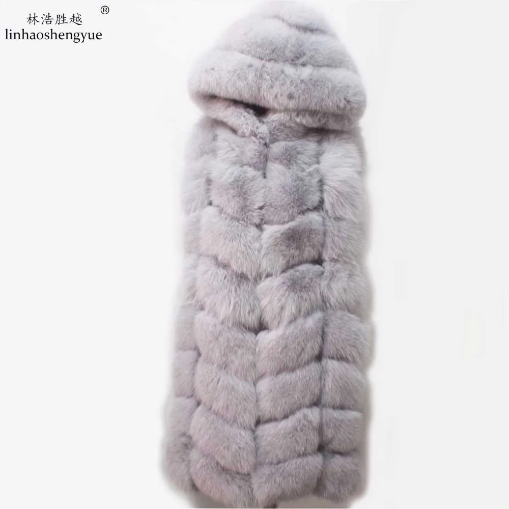 Linhaoshengyue 88 см, Весенне-осенне-зимняя женская Модная шапка из натурального лисьего меха, Жилет, Бесплатная доставка - 0
