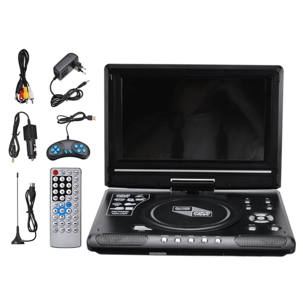 9,8-Дюймовый портативный домашний автомобильный DVD-плеер VCD CD Игровой ТВ-плеер USB-радиоадаптер С поддержкой приема FM-радио-штепсельная вилка ЕС - 0