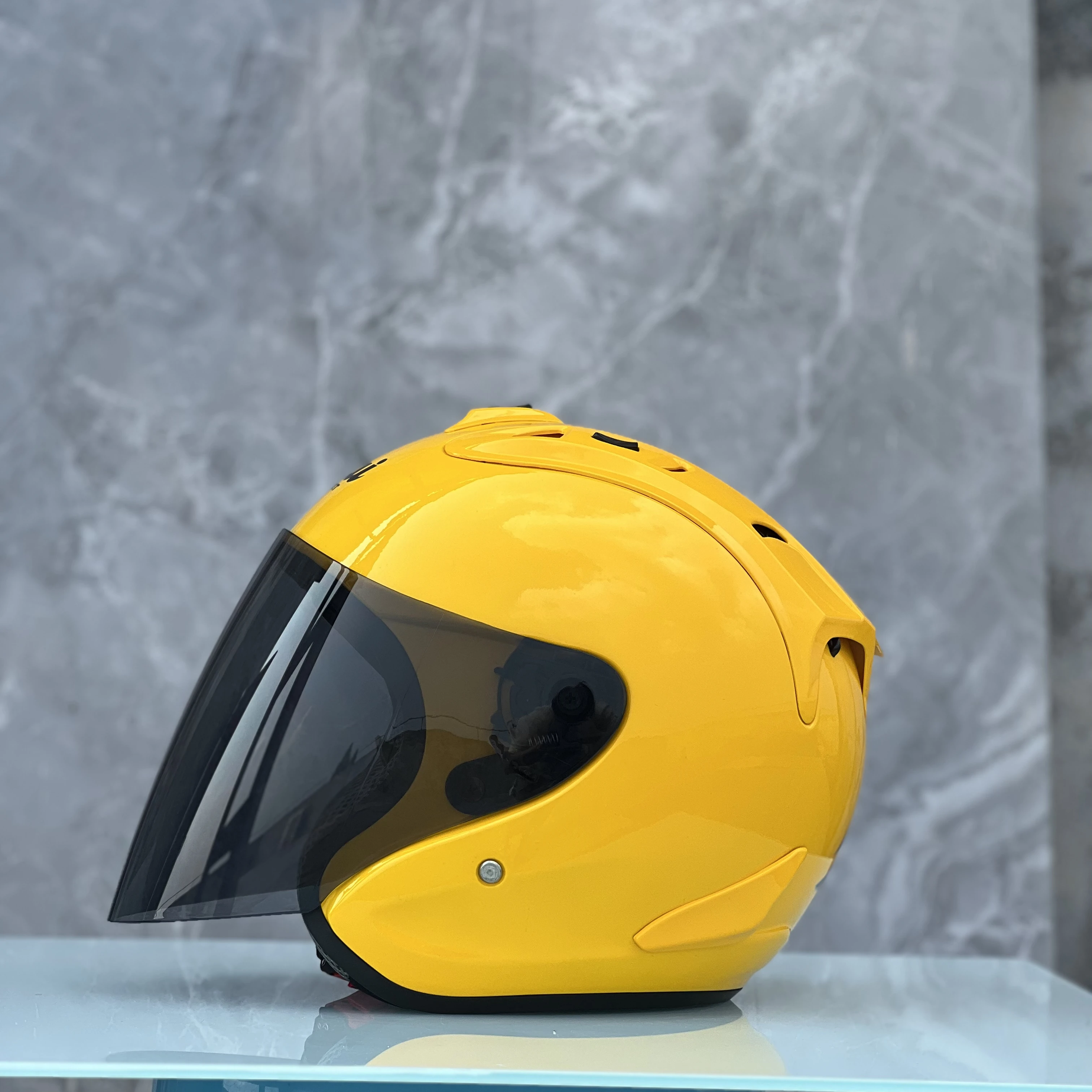 Ram4 Ярко-желтый полушлем, Гоночный шлем с открытым лицом, Casco, Одобренный ЕЭК, мужской и женский мотоциклетный шлем - 0