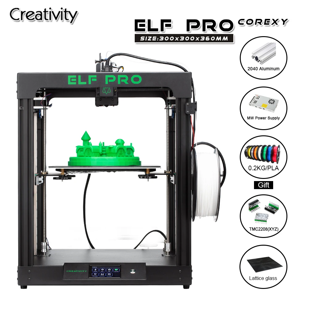 Креативное обновление ELFPRO Настольный Крупногабаритный 3D-принтер Алюминиевый Профиль 300x300x360 мм Большая Площадь Печати Чрезвычайно Высокая Точность - 0