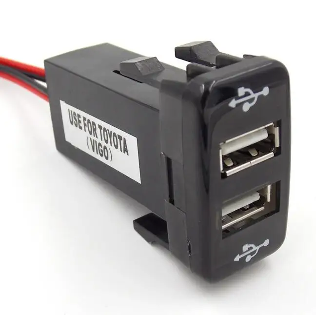 DC12V 2.1A 2.1A зарядное устройство с двумя USB разъемами для автомобиля Toyota Адаптер быстрого зарядного устройства 22x33 мм 20x40 мм - 0
