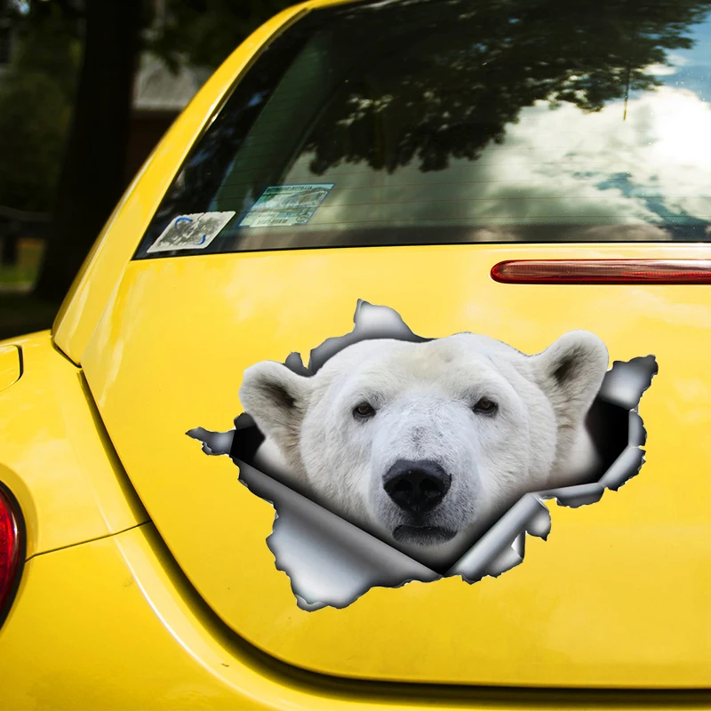 Белый Медведь самоклеящаяся наклейка на автомобиль, Водонепроницаемые автомобильные декоры на бампер, заднее стекло, ноутбук, Выберите Размер #S60442 - 0