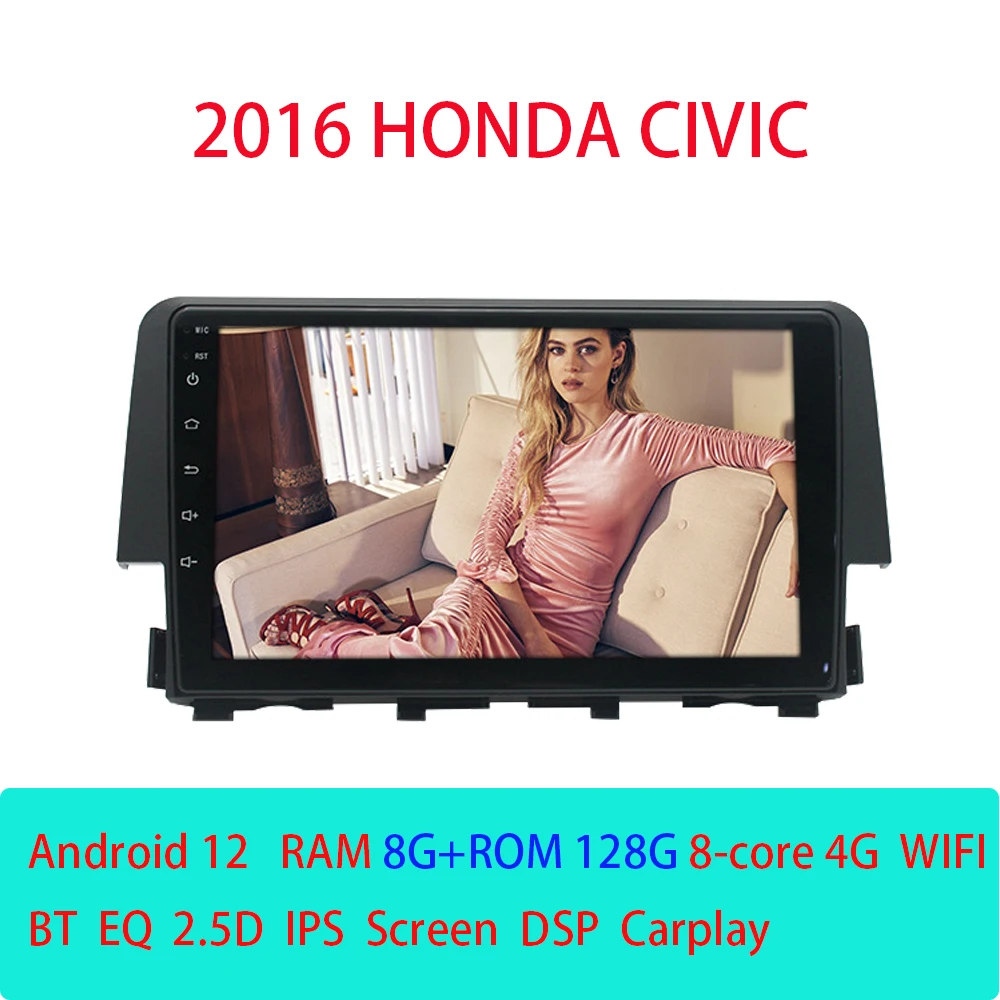 Для Honda Civic 2016 Android 9 Автомобильное радио Мультимедиа видео GPS навигация 2Din стерео DVD головное устройство - 0