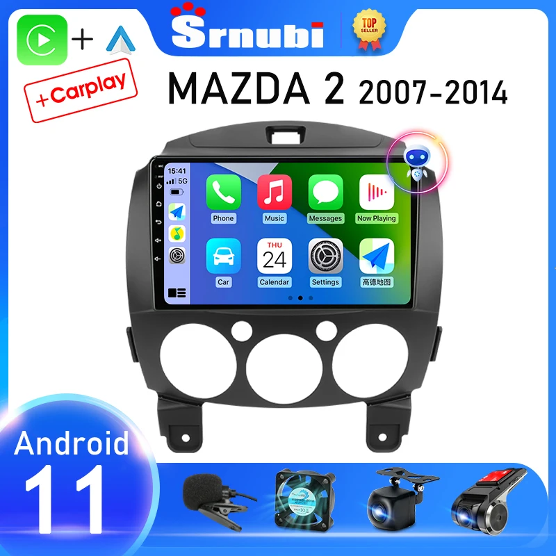 Srnubi Android 11 Carplay Auto для MAZDA 2 Mazda2 2007 2008 2009 2010 - 2014 Автомобильный радио Мультимедийный плеер 2 Din карта GPS головное устройство - 0