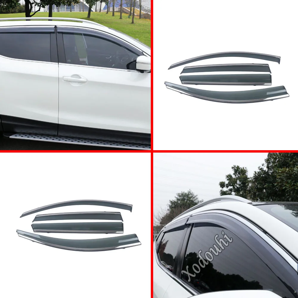 Автомобильный Чехол-Накладка Для Лампы Пластиковое Оконное Стекло Ветровой Козырек Защита От Дождя/Солнца Вентиляционное Отверстие 4 Шт. Для Nissan Qashqai j11 2019 2020 2021 2022 2023 - 0