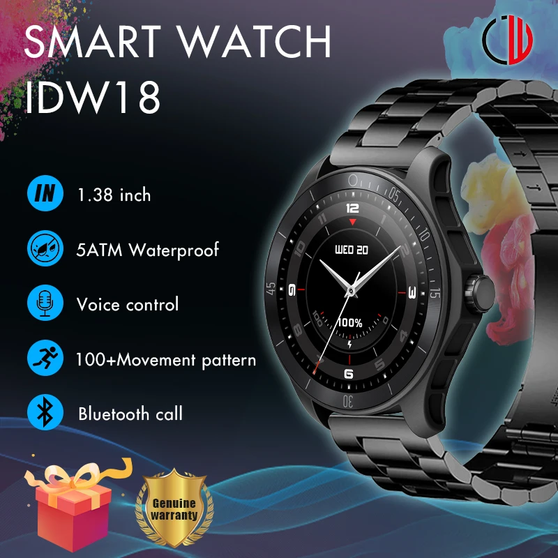 JWMOVE IDW18 Смарт-часы Для Мужчин и Женщин с 1,38 Дюймовым Экраном, Умные Часы с частотой сердечных сокращений в реальном времени, 5ATM Bluetooth, Монитор стресса, Спортивные - 0