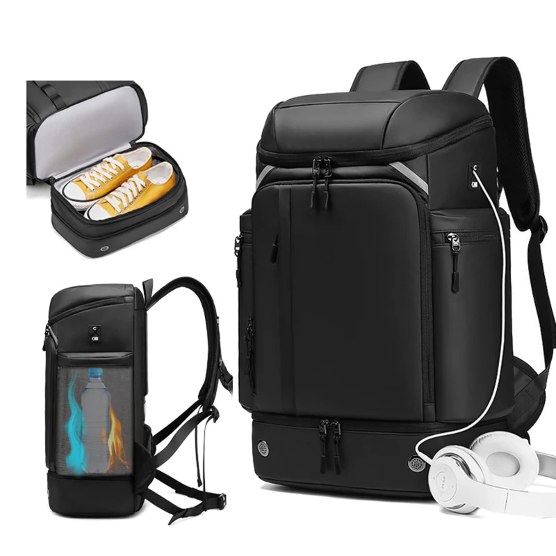 Мужской Рюкзак для Альпинизма, рюкзак для ноутбука, Многофункциональный Рюкзак для деловых поездок, Водонепроницаемый Модный рюкзак для путешествий, сумка для обуви - 0