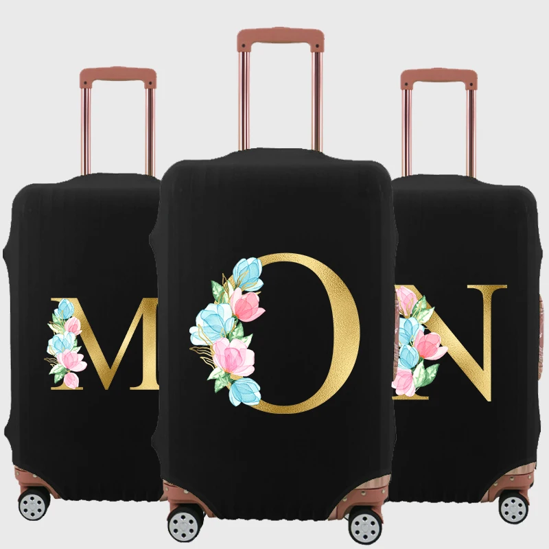 Чехол для багажа, Пылезащитный чехол для багажа, 18-32-дюймовая тележка с золотым буквенным принтом, Эластичный чехол для аксессуаров для путешествий - 0