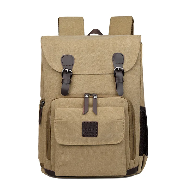 AIWITHPM Роскошные винтажные холщовые прочные рюкзаки для ноутбука, качественный холщовый кожаный рюкзак для путешествий, большие повседневные рюкзаки в стиле ретро - 0