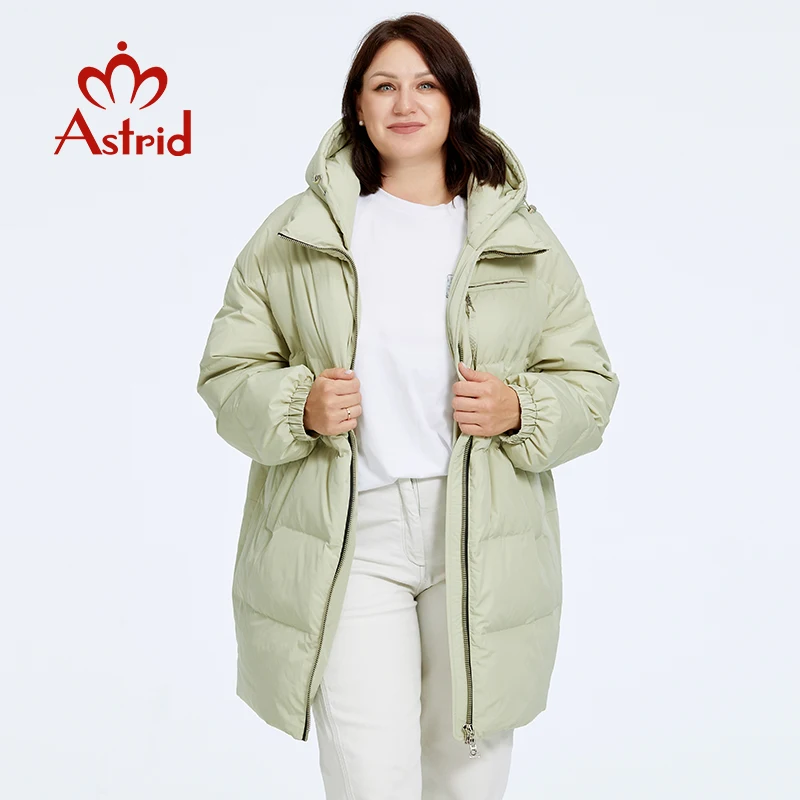 Astrid Новая зимняя одежда, Женская Свободная модная куртка-пуховик средней длины, Женская парка Больших размеров с капюшоном, Простые повседневные качественные куртки - 1