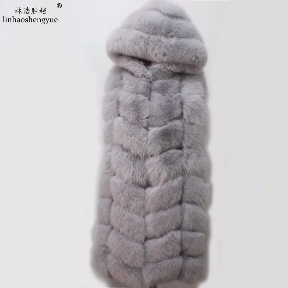 Linhaoshengyue 88 см, Весенне-осенне-зимняя женская Модная шапка из натурального лисьего меха, Жилет, Бесплатная доставка - 1