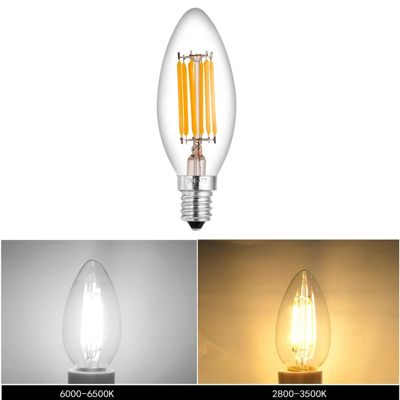 2 Вт 4 Вт E14, светодиодная лампа Накаливания, 220 В, светодиодная лампа Эдисона, Теплая, холодная, белая, Винтажная свеча Для украшения дома - 1