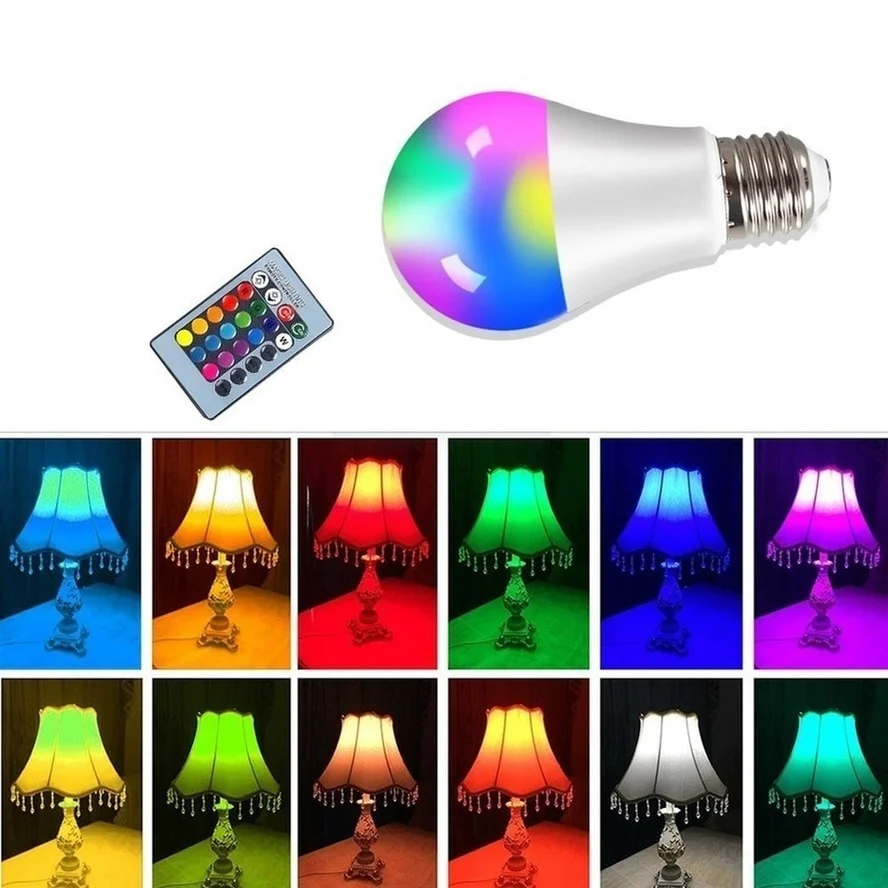 6/ШТ RGB LED Soptlight 4W10W15W 220V E27 Светодиодные лампы 16 Изменение Цвета лампы Лампада 24 клавиши Дистанционного Управления праздничное Украшение - 1