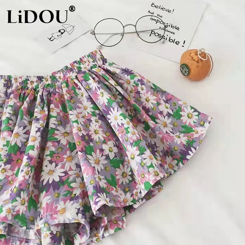2023 Новые корейские модные юбки для девочек контрастных цветов, милые юбки Kawaii с цветочным рисунком, Милая модная эстетичная детская одежда - 1