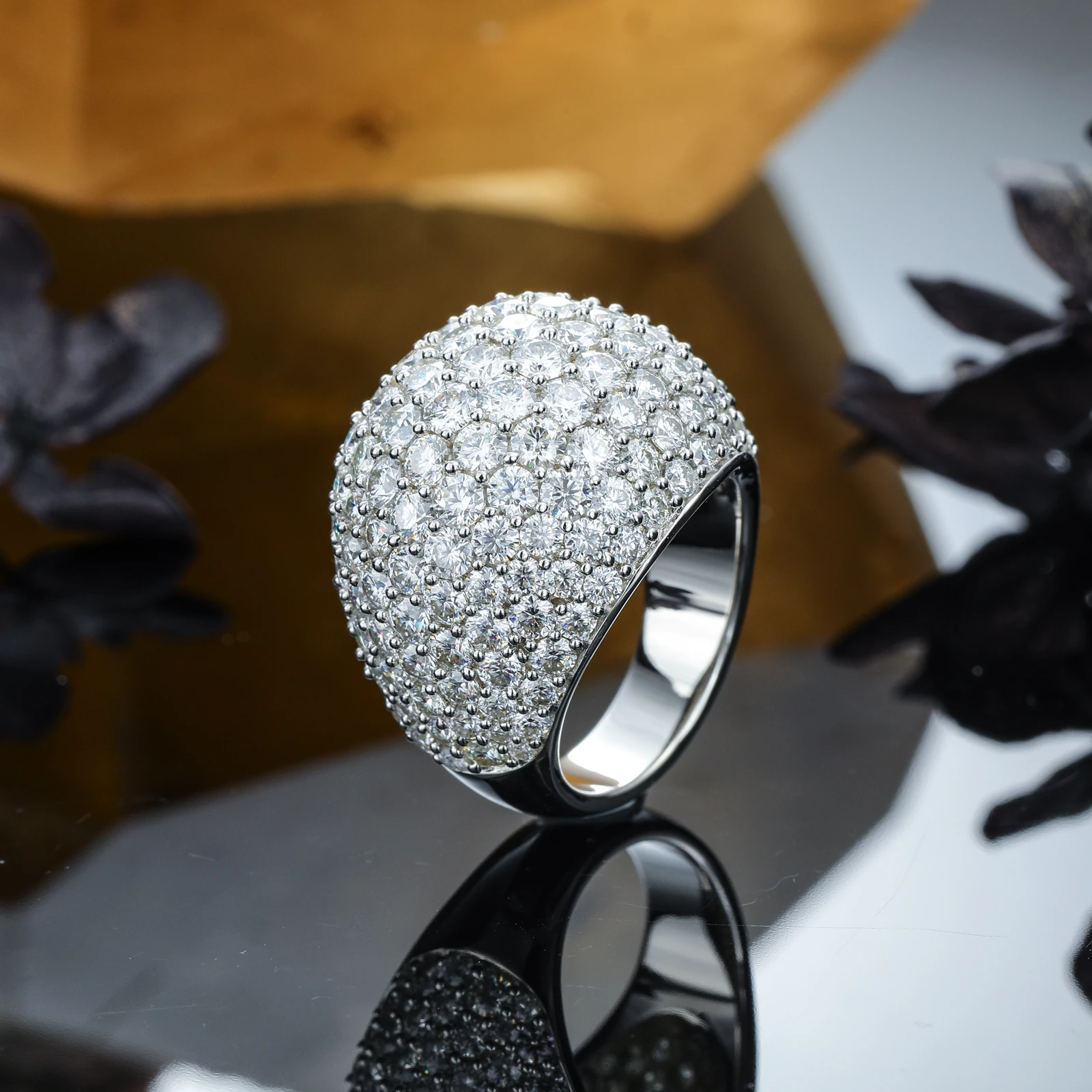 Широкие кольца с муассанитом из стерлингового серебра 925 пробы SEASKY, 6,5 карат, сверкающее кольцо с бриллиантом VVS1 для помолвки, изысканные ювелирные изделия - 1