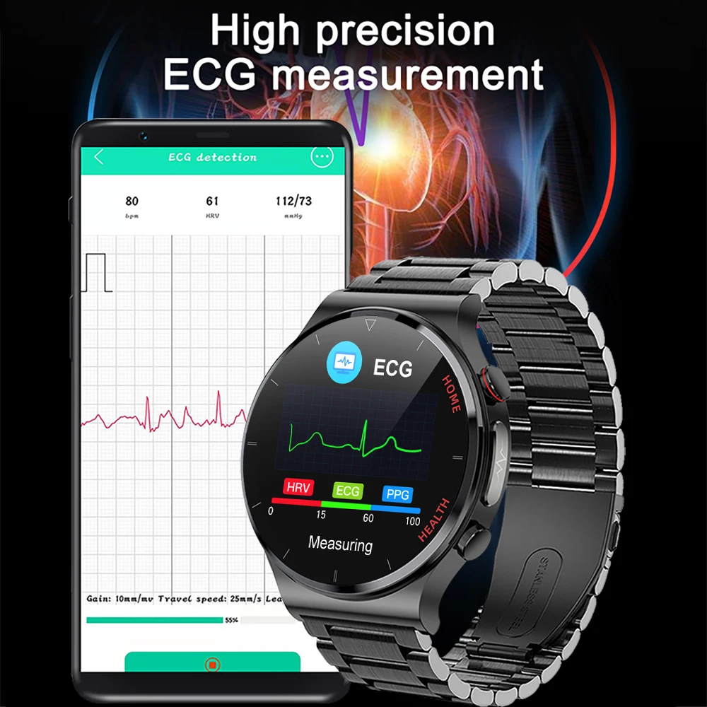 2023 Новые Смарт-Часы ECG + PPG Мужские Sangao Laser Health Сердечный Ритм Кровяное Давление Фитнес Спортивные Часы IP68 Водонепроницаемые Умные Часы - 1