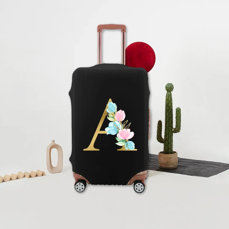 Чехол для багажа, Пылезащитный чехол для багажа, 18-32-дюймовая тележка с золотым буквенным принтом, Эластичный чехол для аксессуаров для путешествий - 1