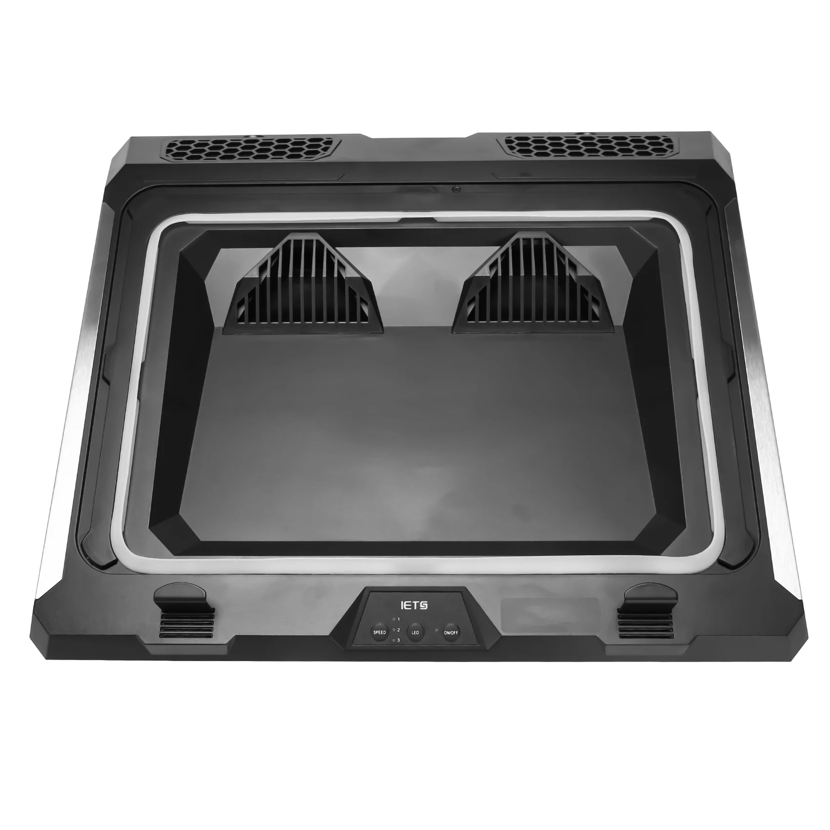 Охлаждающая подставка для ноутбука IETS GT300 с двойным вентилятором для игрового ноутбука, охлаждающая подставка с пылевым фильтром и красочной подсветкой - 1