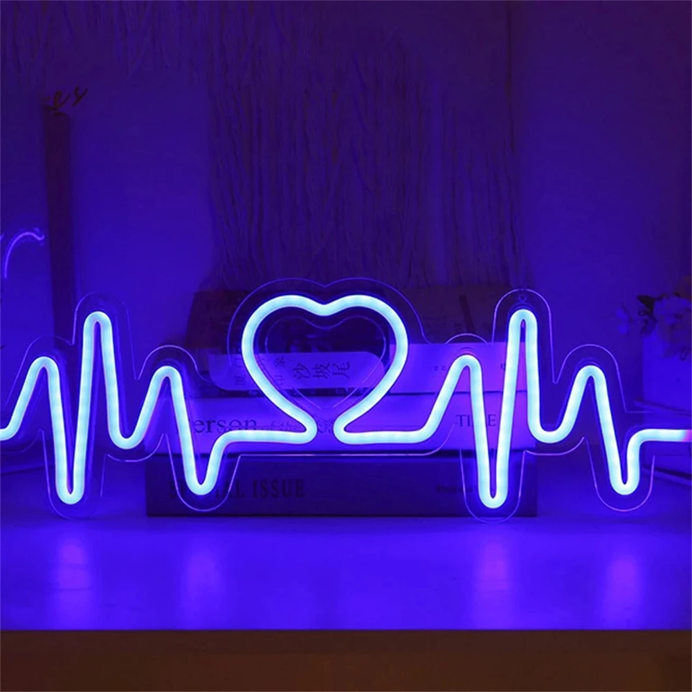 Ineonlife Сердцебиение Неоновая Вывеска LED Love Logo Лампа Свадебное Освещение Исповедь Фон Спальня Бар Настенный Декор С Питанием от USB - 2