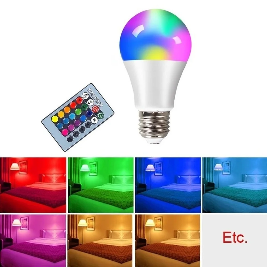 6/ШТ RGB LED Soptlight 4W10W15W 220V E27 Светодиодные лампы 16 Изменение Цвета лампы Лампада 24 клавиши Дистанционного Управления праздничное Украшение - 2