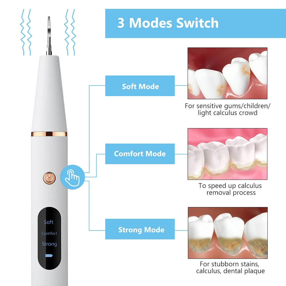 Электрический Ультразвуковой Зубной Скейлинг для отбеливания зубов, Профессиональная машина для чистки зубов, Средство для удаления зубного камня, Зубочистки - 2