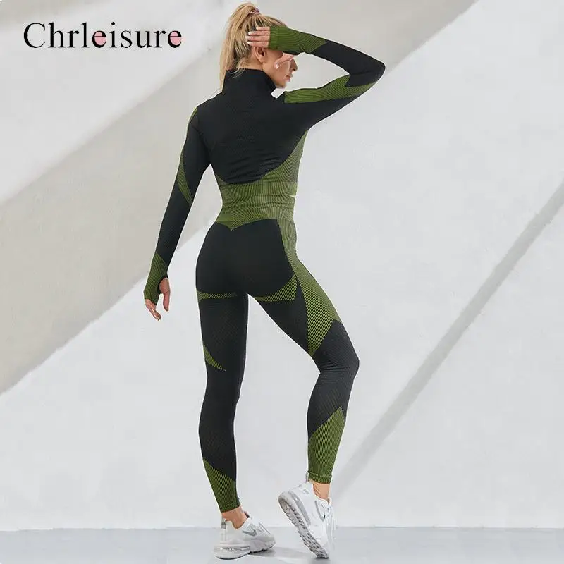 Эластичный спортивный костюм для фитнеса, Женский Тонкий Облегающий мягкий комплект из 2 предметов, женская Повседневная одежда для занятий в тренажерном зале, для бега - 2