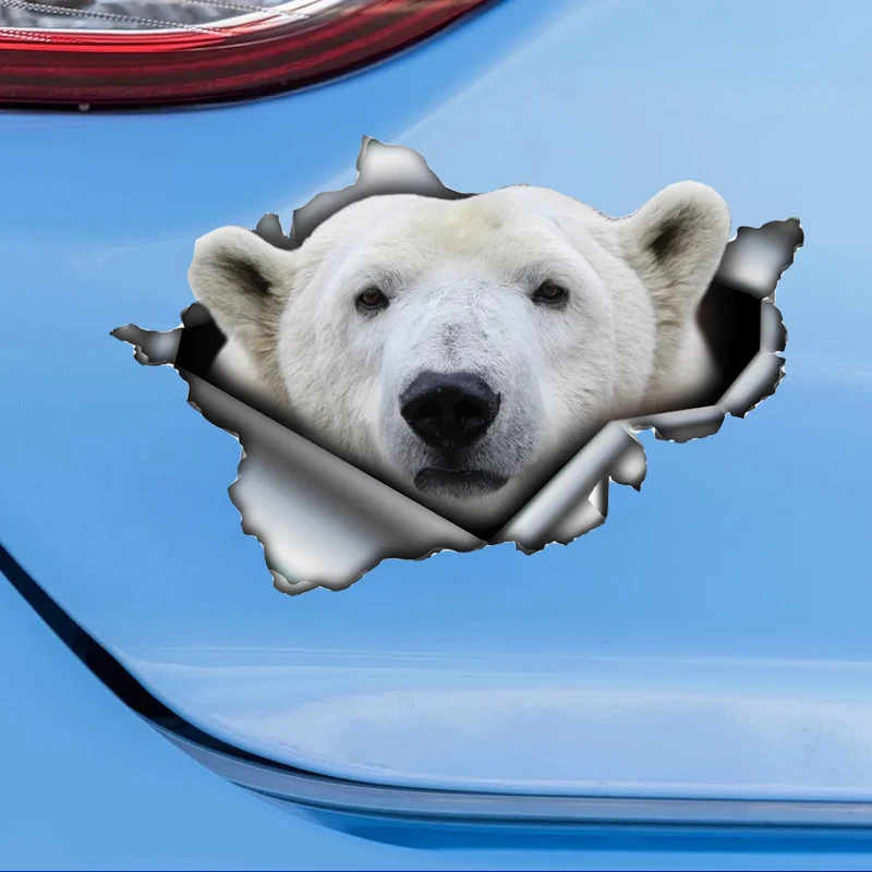 Белый Медведь самоклеящаяся наклейка на автомобиль, Водонепроницаемые автомобильные декоры на бампер, заднее стекло, ноутбук, Выберите Размер #S60442 - 2