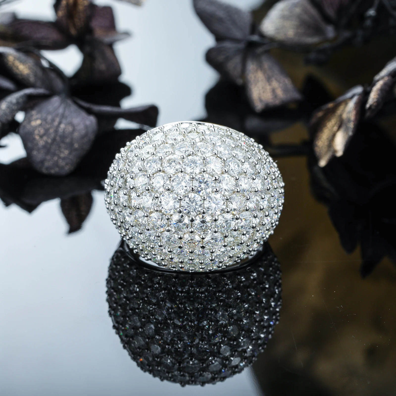 Широкие кольца с муассанитом из стерлингового серебра 925 пробы SEASKY, 6,5 карат, сверкающее кольцо с бриллиантом VVS1 для помолвки, изысканные ювелирные изделия - 2