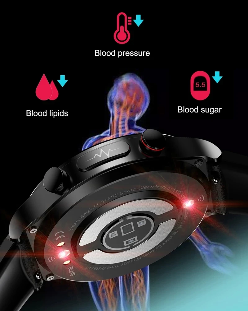 2023 Новые Смарт-Часы ECG + PPG Мужские Sangao Laser Health Сердечный Ритм Кровяное Давление Фитнес Спортивные Часы IP68 Водонепроницаемые Умные Часы - 2