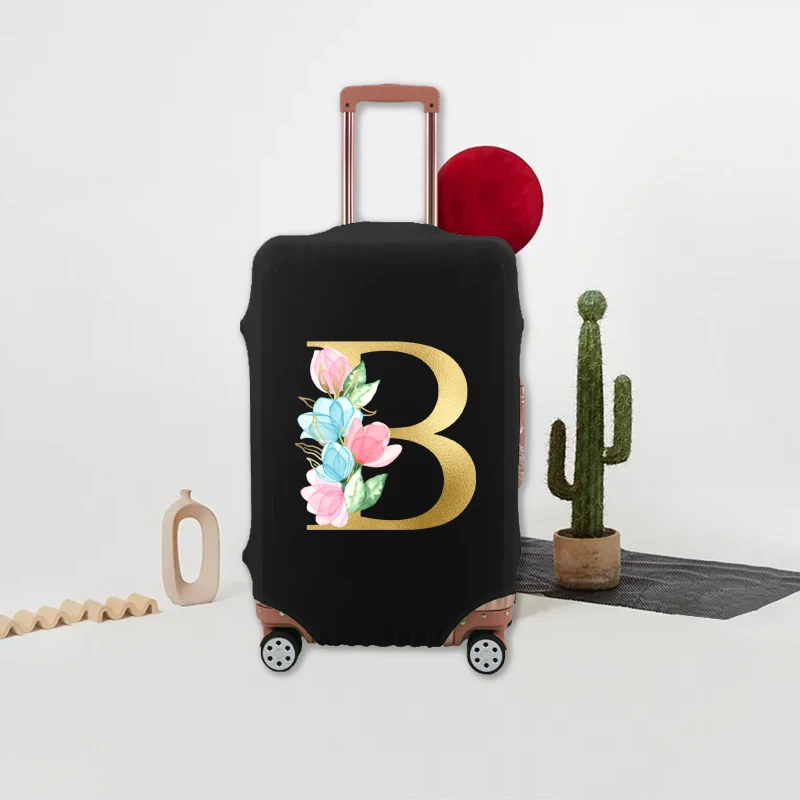 Чехол для багажа, Пылезащитный чехол для багажа, 18-32-дюймовая тележка с золотым буквенным принтом, Эластичный чехол для аксессуаров для путешествий - 2