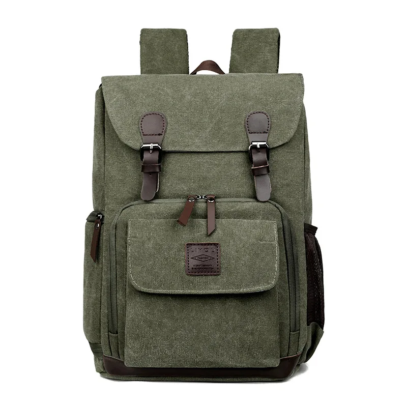 AIWITHPM Роскошные винтажные холщовые прочные рюкзаки для ноутбука, качественный холщовый кожаный рюкзак для путешествий, большие повседневные рюкзаки в стиле ретро - 2