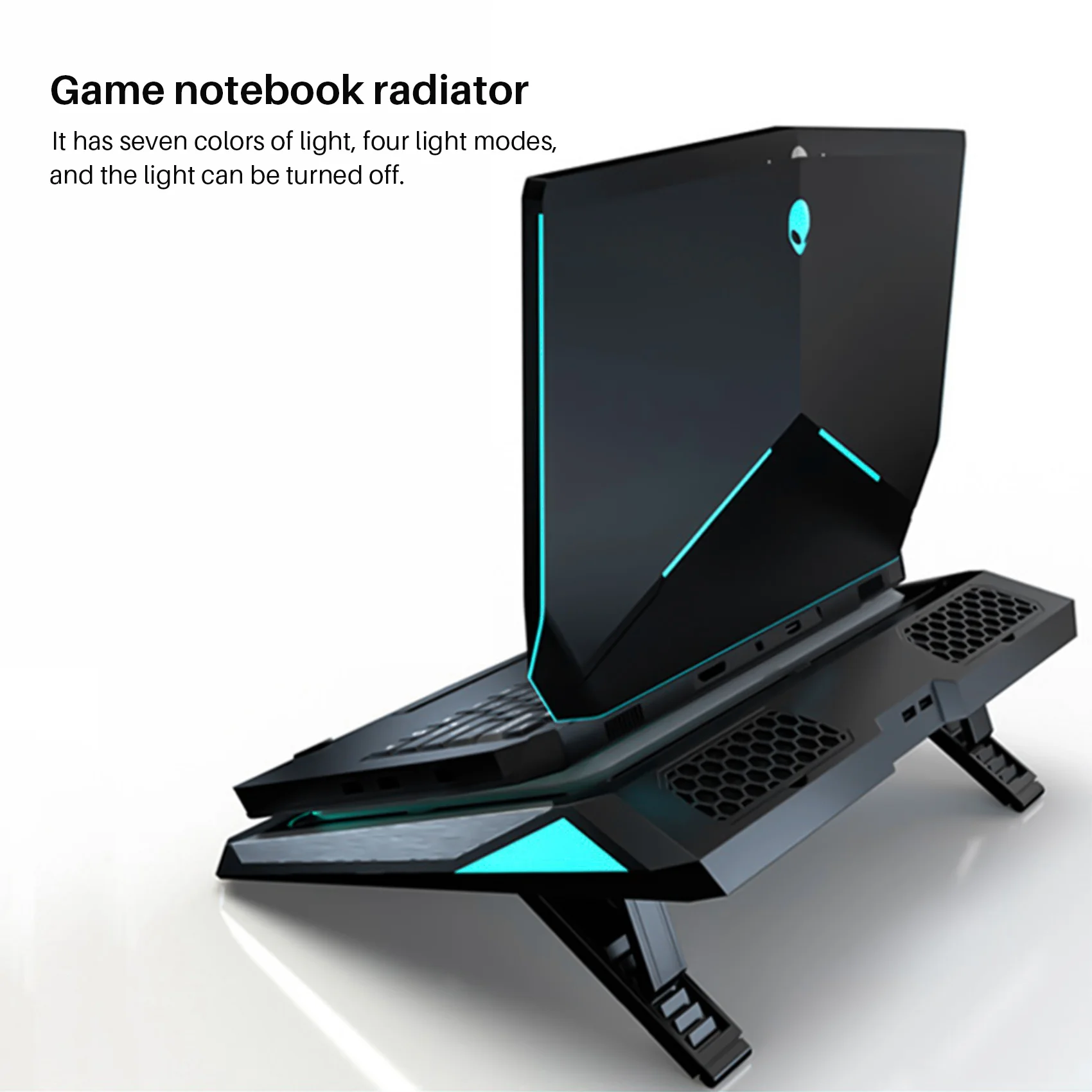 Охлаждающая подставка для ноутбука IETS GT300 с двойным вентилятором для игрового ноутбука, охлаждающая подставка с пылевым фильтром и красочной подсветкой - 2