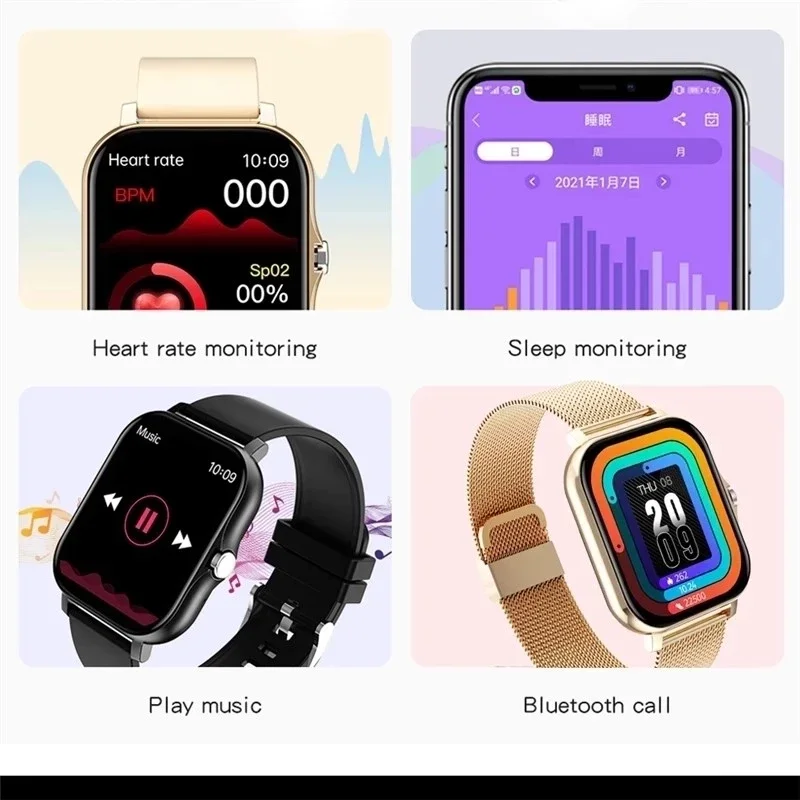 Смарт-Часы Мужские Женские Smartwatch 2022 с Bluetooth-Подключением, Фитнес-Трекер для Apple iPhone SE LG Q6 X600Motorola XT1635 MOTO Z - 2