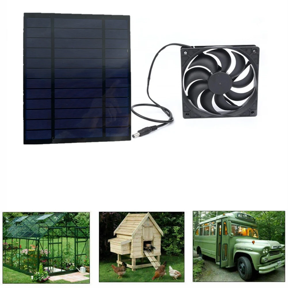 Вытяжка воздуха на солнечной панели мощностью 20 Вт 12 В, Мини-вентилятор на солнечной панели, вентилятор для теплицы для собак, курятника - 3