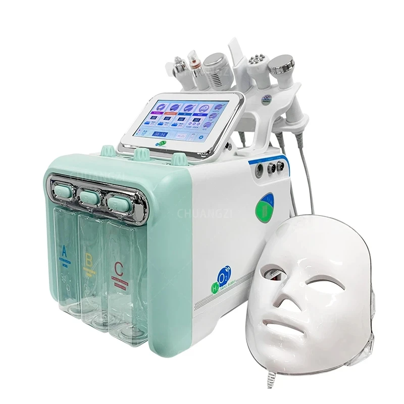 Новый 7 в 1 Водородно-Кислородный Маленький Пузырьковый RF Косметический аппарат для подтяжки лица, устройство для дермабразии, Скруббер для лица, Спа для лица - 3