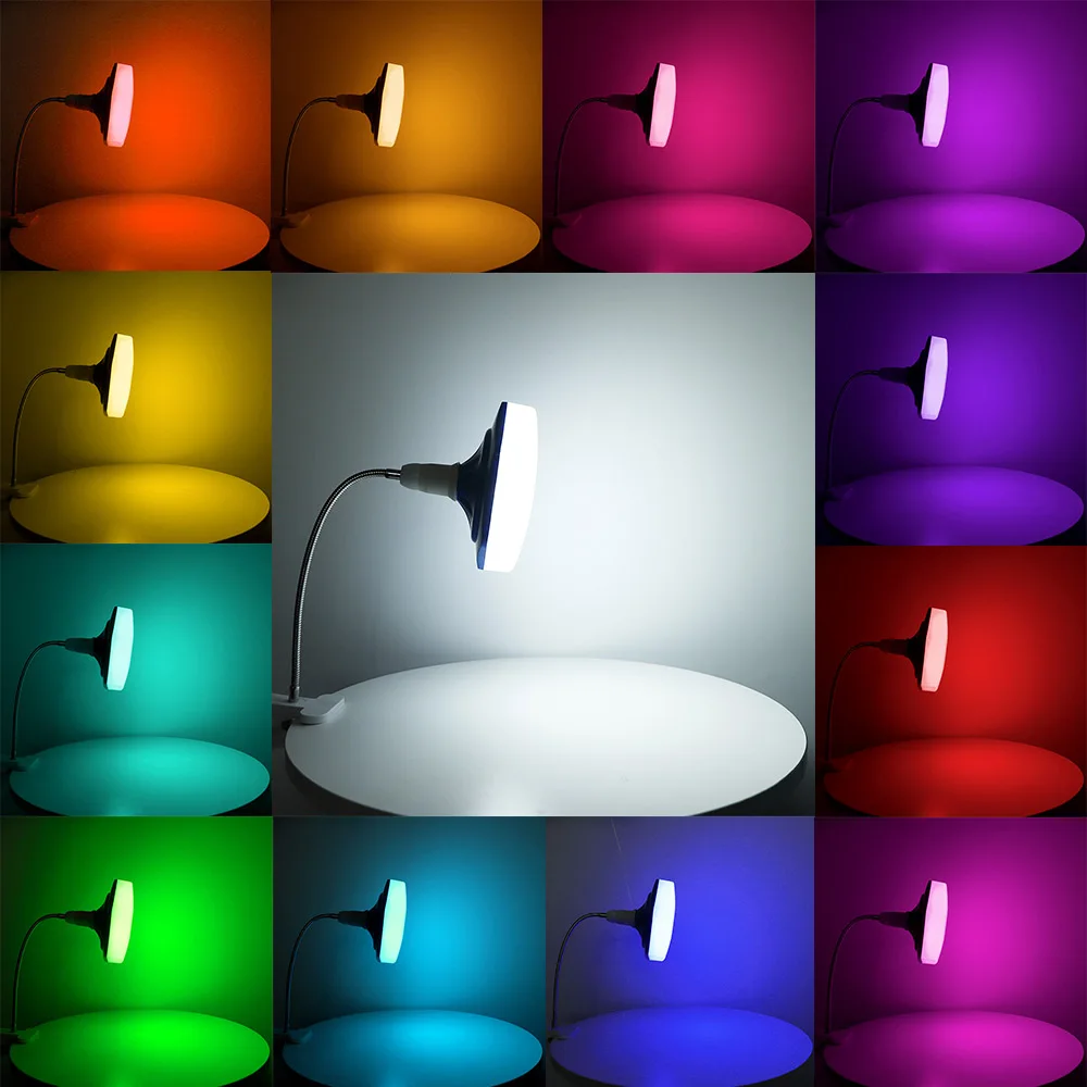 Светодиодные лампочки RGBW с динамиком, играющим музыку, Меняющая цвет Светодиодная лампа с дистанционным управлением, лампа дневного света, Атмосферная лампа E27 - 3