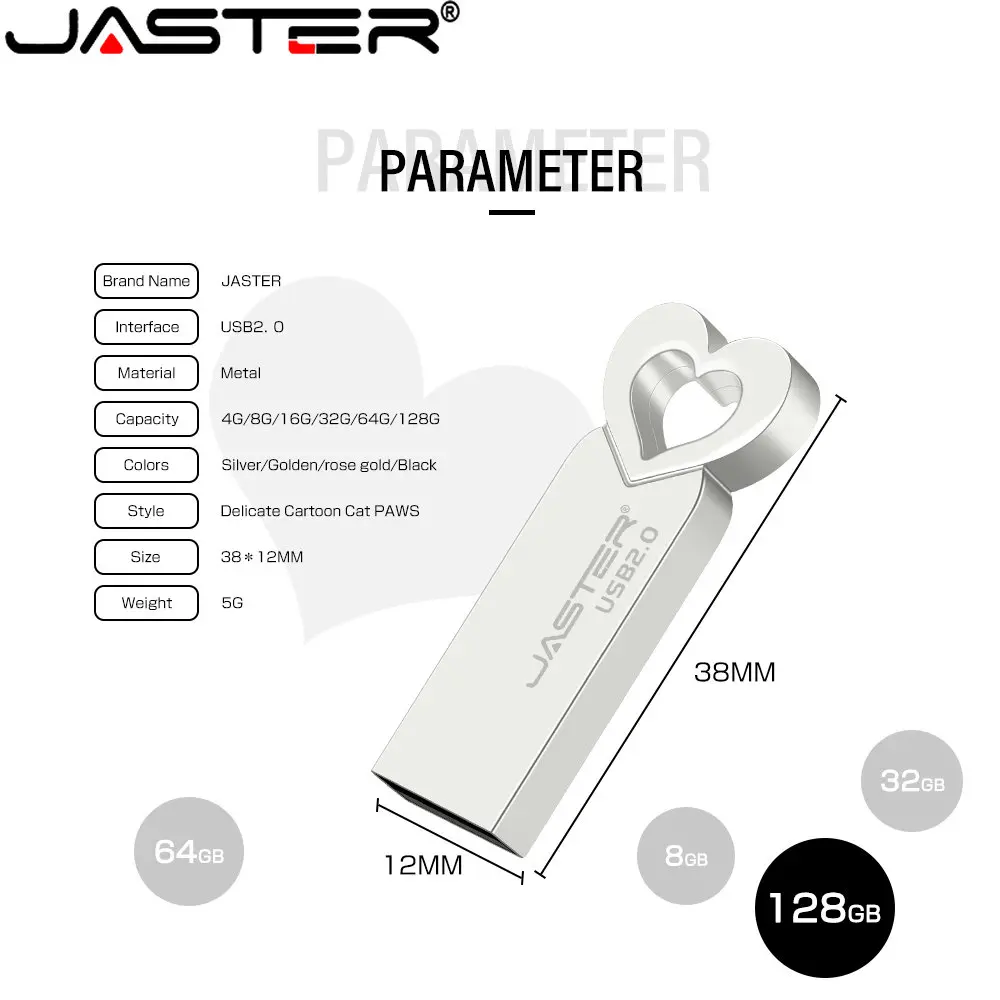 JASTER Новая Заботливая Металлическая карта памяти Золотой USB 2,0 флэш-накопитель 4 ГБ 8 ГБ 16 ГБ 32 ГБ 64 ГБ 128 ГБ Бесплатный пользовательский логотип Для деловых подарков - 3