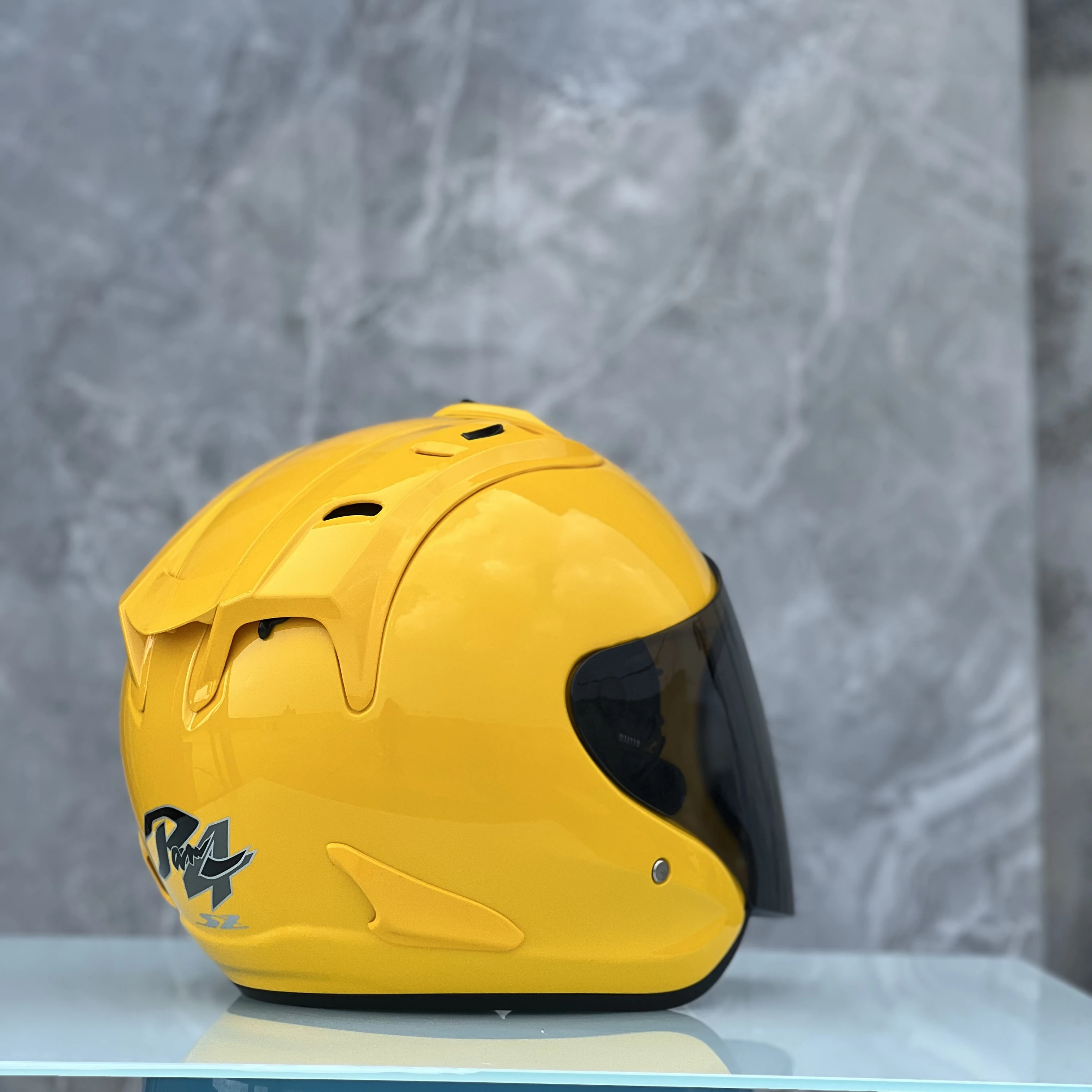 Ram4 Ярко-желтый полушлем, Гоночный шлем с открытым лицом, Casco, Одобренный ЕЭК, мужской и женский мотоциклетный шлем - 3