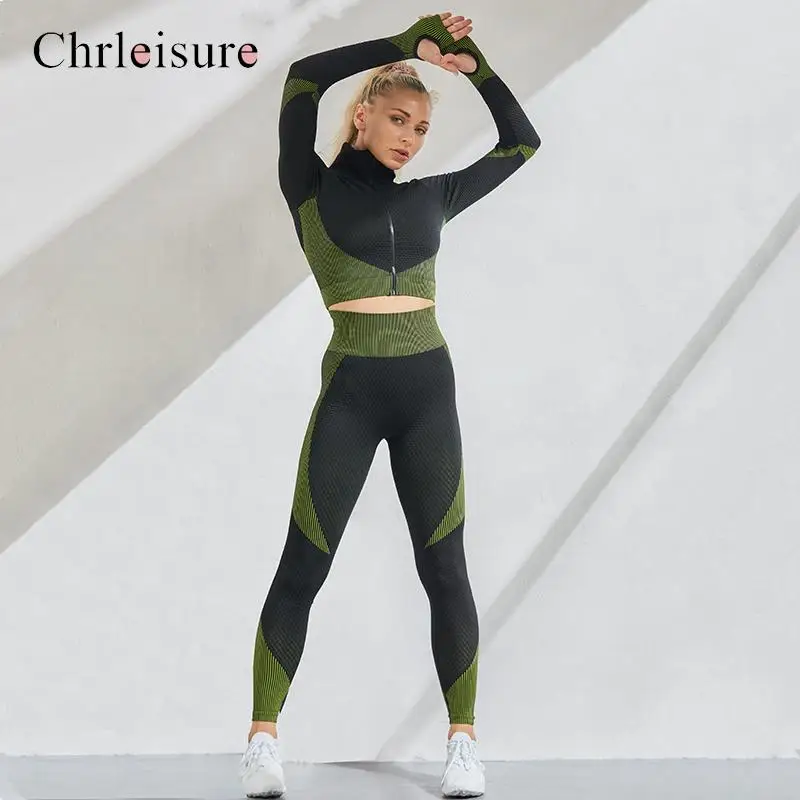 Эластичный спортивный костюм для фитнеса, Женский Тонкий Облегающий мягкий комплект из 2 предметов, женская Повседневная одежда для занятий в тренажерном зале, для бега - 3