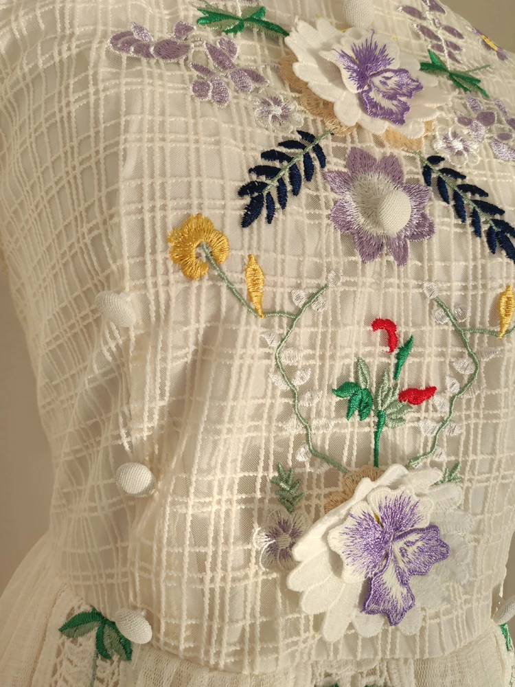 Французское меньшинство, Клетчатое прозрачное платье с 3D цветочной вышивкой и сетчатым кроем, в стиле пэчворк, облегающее фигуру, Льстящее Пышное платье - 3