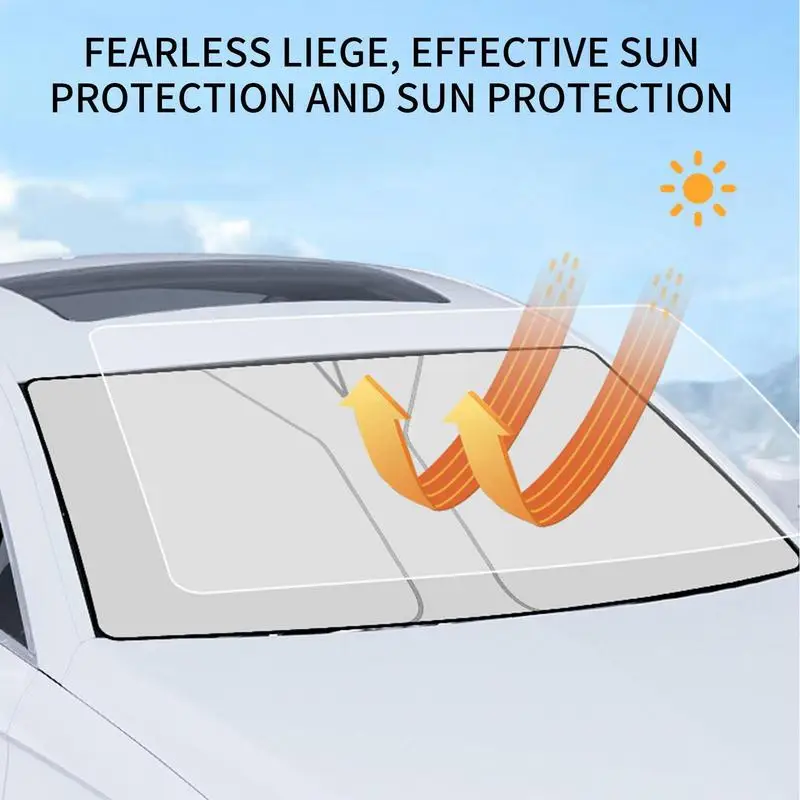 Солнцезащитный козырек на лобовое стекло Универсальный Регулируемый Складной солнцезащитный козырек на окно автомобиля с защитой от ультрафиолета, солнцезащитный козырек на лобовое стекло, Авто снаружи - 3