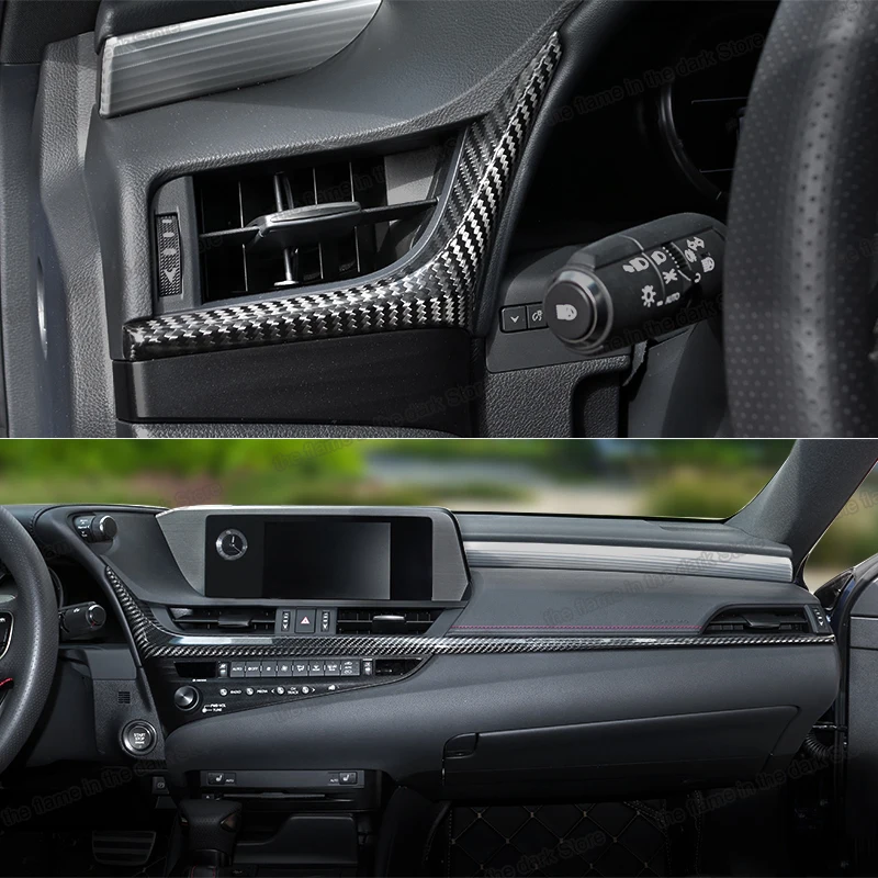 планки центральной консоли приборной панели автомобиля из углеродного волокна abs для Lexus Es Es300h 200 es350 300h 2018 2019 2020 260 350 аксессуары - 3