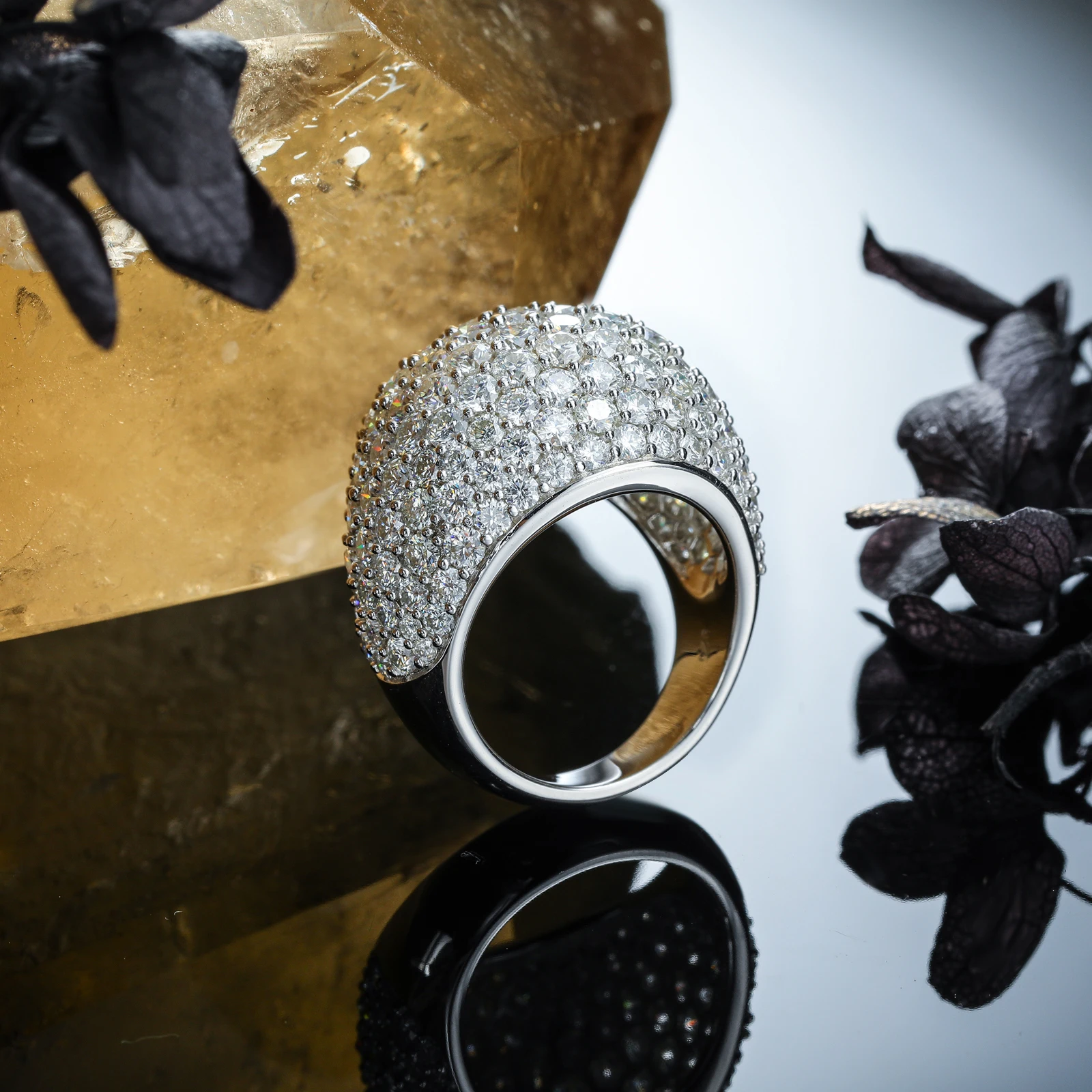 Широкие кольца с муассанитом из стерлингового серебра 925 пробы SEASKY, 6,5 карат, сверкающее кольцо с бриллиантом VVS1 для помолвки, изысканные ювелирные изделия - 3