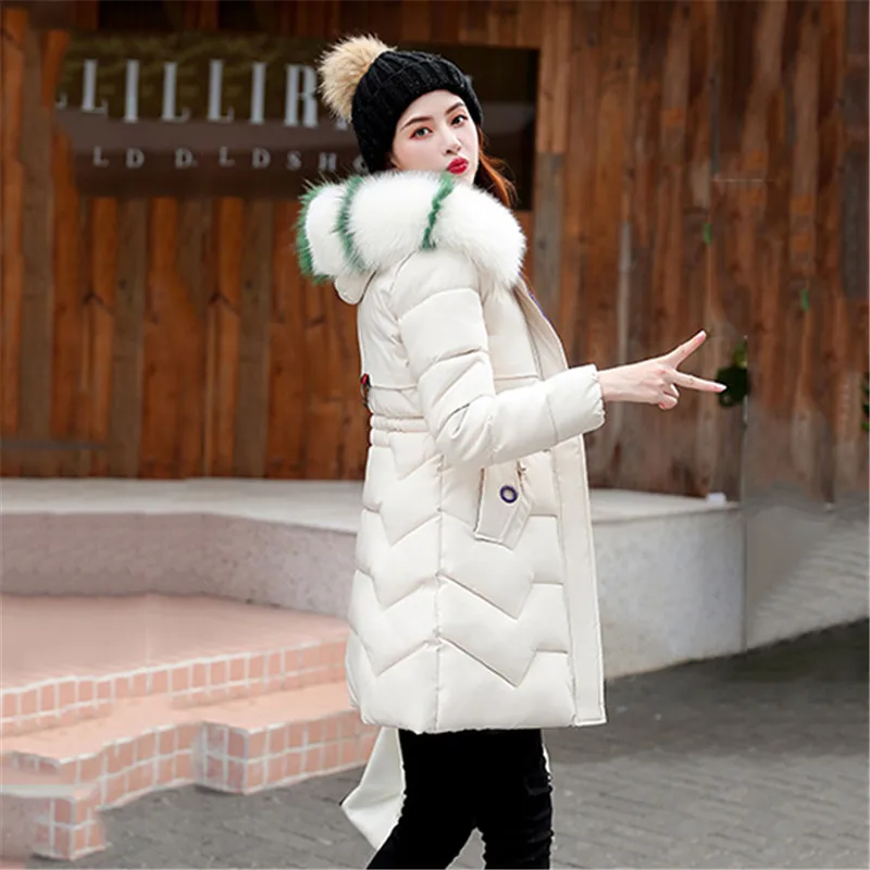 Осенне-зимнее пальто женское бежевое, свободная парка с меховым воротником и капюшоном, новинка 2020, весеннее корейское модное тонкое теплое пальто JD762 - 3