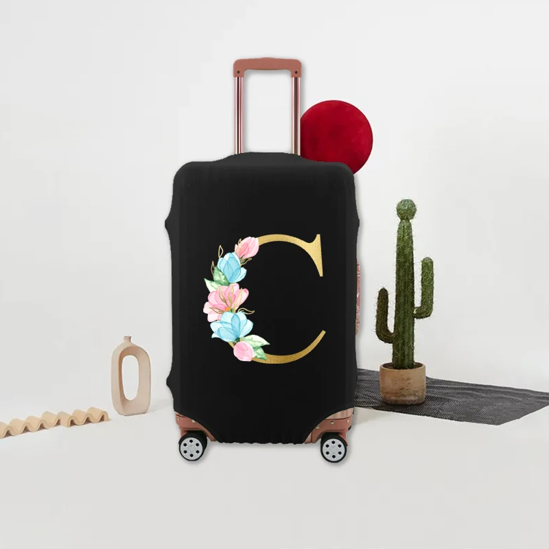 Чехол для багажа, Пылезащитный чехол для багажа, 18-32-дюймовая тележка с золотым буквенным принтом, Эластичный чехол для аксессуаров для путешествий - 3