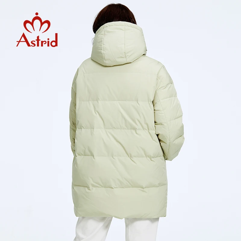 Astrid Новая зимняя одежда, Женская Свободная модная куртка-пуховик средней длины, Женская парка Больших размеров с капюшоном, Простые повседневные качественные куртки - 4