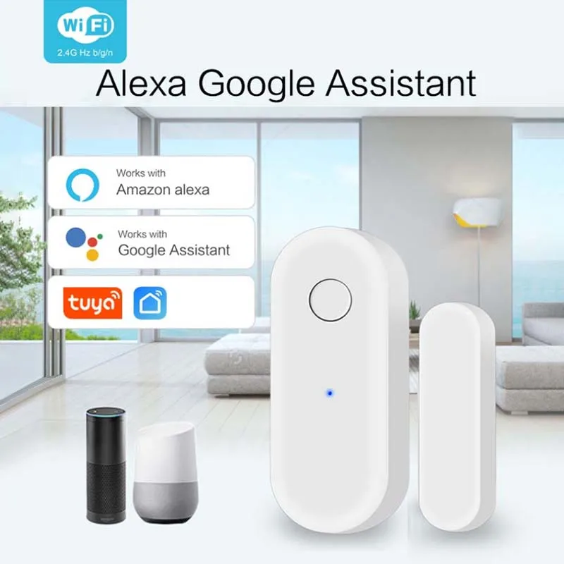Tuya Alexa Предотвращение Потери Wifi Дверной Датчик Дистанционная Сигнализация Высококачественный Датчик дверей и окон Google Home Простой в Использовании Wifi Нежный - 4