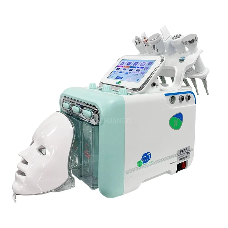 Новый 7 в 1 Водородно-Кислородный Маленький Пузырьковый RF Косметический аппарат для подтяжки лица, устройство для дермабразии, Скруббер для лица, Спа для лица - 4