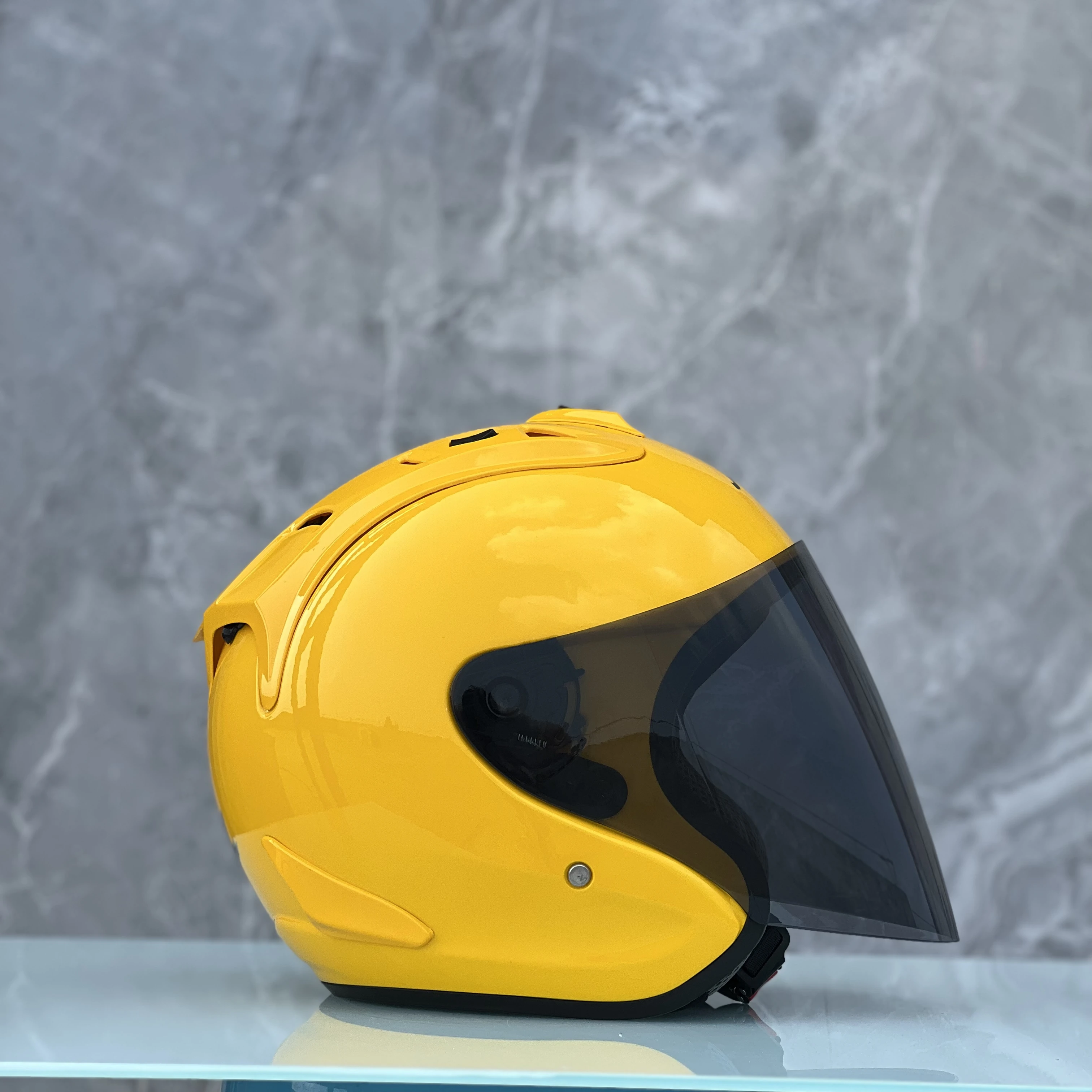 Ram4 Ярко-желтый полушлем, Гоночный шлем с открытым лицом, Casco, Одобренный ЕЭК, мужской и женский мотоциклетный шлем - 4