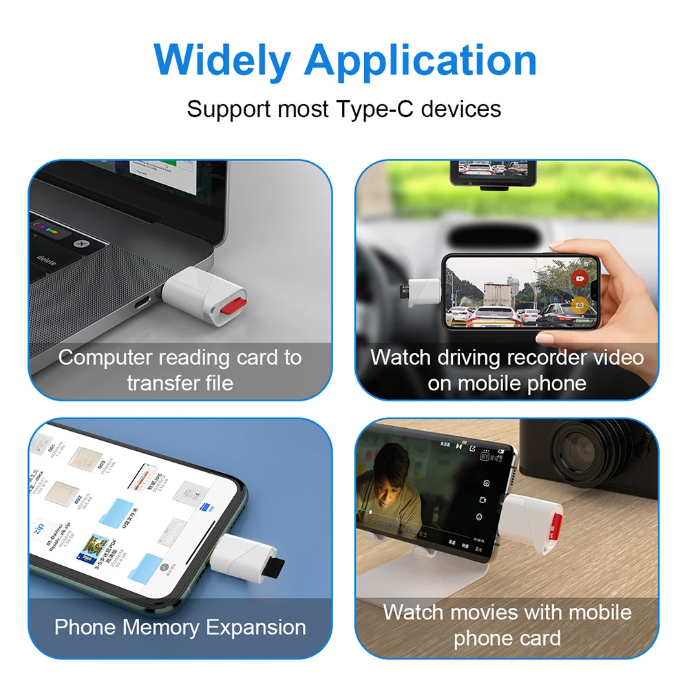 2 В 1 USB C Адаптер для чтения SD-карт 5Gps Высокоскоростной USB C Для чтения карт памяти Micro SD TF с Портом USB 3,0 Портативный OTG - 4